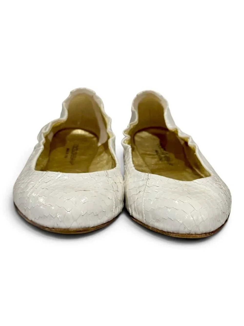 Dolce & Gabbana White Snakeskin Embossed Ballet Flats Size 38/ 7.5
